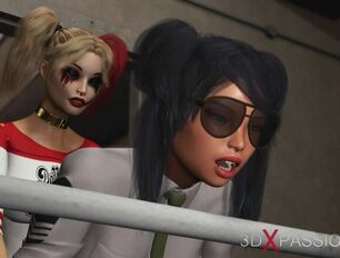 Sizzling hump in jail! Harley Quinn romps a doll jail