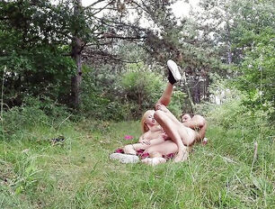 First-timer damsel platinum-blonde gets nailed outdoor in