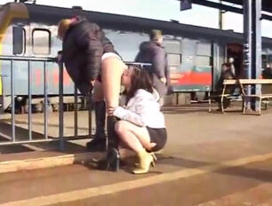 Girl-on-girl nymphs urinating on each other in public