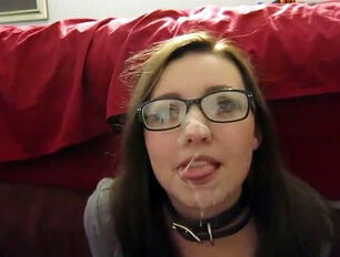 Jizz stuck to the lenses and glasses. This maiden was not
